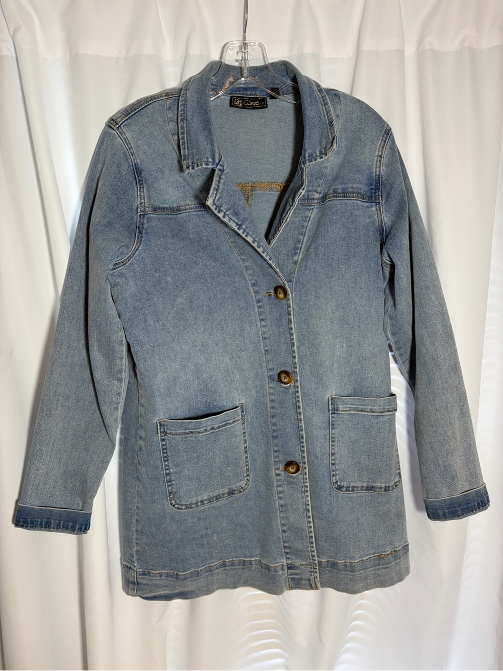 DG 2 By Diane Gilman Blue Denim Coat size S